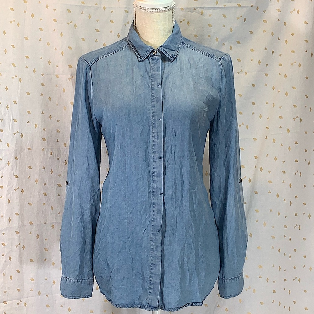 SOLD! Jane and Delancey~chambray, long sleeve, blouse